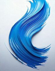 Leinwandbilder - Swirling stroke of vibrant blue paint on a white background. Abstract design element for creative projects and modern backgrounds.