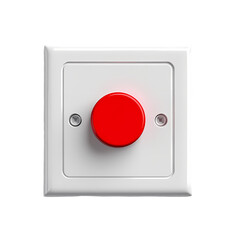 Leinwandbilder - Large Red Emergency Button on White Panel isolated on transparent background