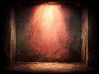 Poster - Illuminated Textured Wall with Subtle Color Gradation in a Dimly Lit Space