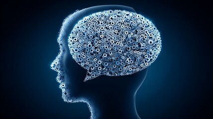 Poster - The Cogitative Mind - Abstract of a head with gears forming a thought bubble, representing ideas, innovation, and intelligence