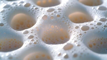Poster - Close-Up of White Soap Foam with Large and Small Bubble Clusters