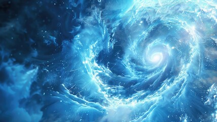 Fototapete - This stunning abstract blue digital animation background features a swirling spiral design, creating a vibrant and captivating visual effect perfect for graphics and creative projects.