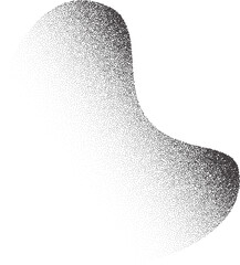 Poster - grainy dotted abstract shape. noisy gradient with black stipple shadow. liquid figure with dotted fa