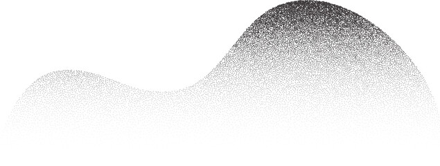 Poster - grainy dotted abstract shape. noisy gradient with black stipple shadow. liquid figure with dotted fa
