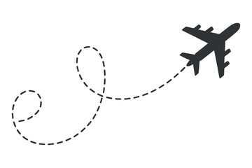 Aufkleber - Airplane Flight Path Icon Illustration Airplane Journey Travel Route