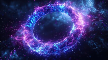 Fototapete - A captivating giant circle illuminated with vibrant colors and dynamic effects, perfect for a sci-fi theme, abstract designs, or creative projects.