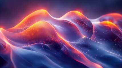 Fototapete - This vibrant abstract image features smooth neon waves flowing seamlessly, creating a dynamic visual of light and energy against a navy background. Perfect for modern designs.