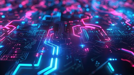Fototapete - Abstract picture of chip on complex circuit with digital technology style design and the electric parts graphic show high tech system represent about processor algorithm process on computer. AIG53.