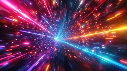 Poster - Abstract of line glowing vivid light with fractal style effect. Futuristic style vortex or portal scene with vividness of seamless pattern in space. Spiral on universe scene perfect for design. AIG53.