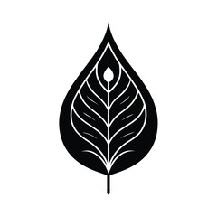 Poster - Elegant stylized monochrome leaf design with a modern minimalist aesthetic suitable for various creative projects
