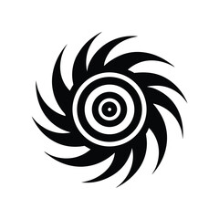 Poster - Abstract black and white design of a swirling vortex with concentric circles evoking energy and motion.
