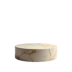elegant marble pedestal gold veined round display stand isolated on transparent background