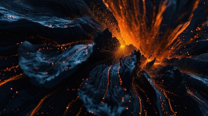 Fototapete - Explore this dark and mysterious abstract background, featuring dynamic textures and vibrant energy, perfect for creative digital projects and visual exploration.