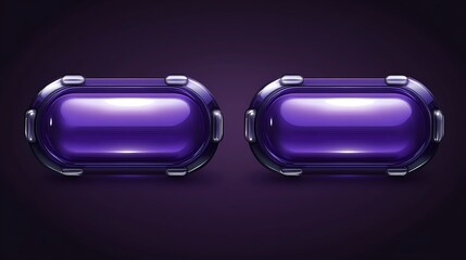 Two purple glossy buttons on dark background