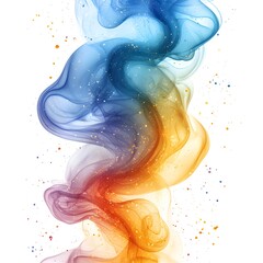 Fototapete - Abstract wave of blue green and yellow smoke on motion