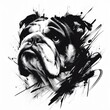 © 기홍 한 - 역동적인 잉크 분사 표현을 한 불독 흑백 추상화, jpeg (A Bulldog black-and-white abstraction with dynamic ink jet expression, jpeg)