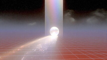 Aufkleber - a mesmerizing portal opens to a luminous sphere. soft light beams radiate through. this digital art 