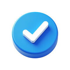 Fototapete - 3D Checkmark Icon A Blue Circle of Approval isolated on transparent background
