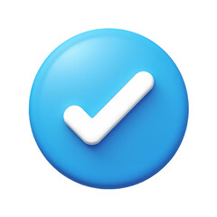 Fototapete - Blue Checkmark Icon 3D Render isolated on transparent background