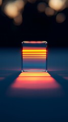 Poster - Glass Prism Reflection: Orange and Red Light on Dark Surface