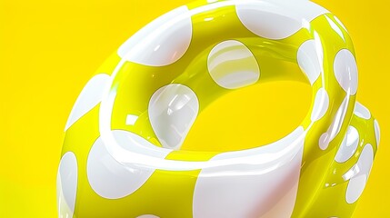 Poster - Abstract 3D Render of a Toroidal Shape with Polka Dots on a Yellow Background