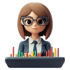 Poster - Smiling businesswoman analyzes market trends.