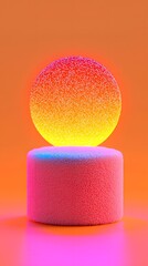 Leinwandbilder - Glowing Sphere on Textured Pink Cylinder
