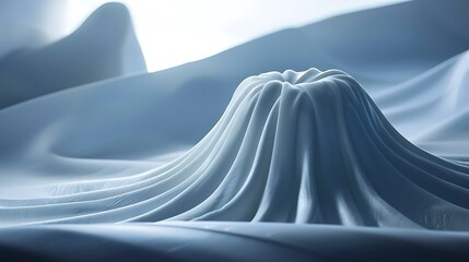 Poster - Abstract blue landscape with draped fabric and blurred mountain shapes