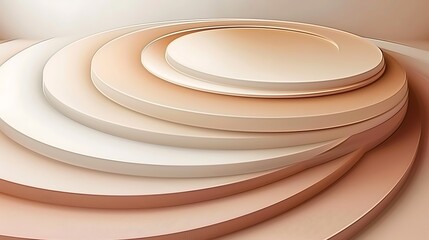 Poster - Abstract 3D rendered circular stage with layered platforms and gradient color