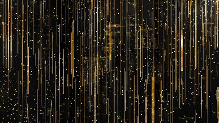 Fototapete - Discover a captivating abstract pattern featuring glitchy lines in gold against a dark background. Ideal for modern digital art and aesthetic designs.