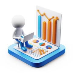 Poster - A 3D rendering of a person analyzing business data.