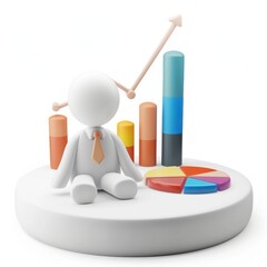 Poster - Businessperson surrounded by graphs and charts.