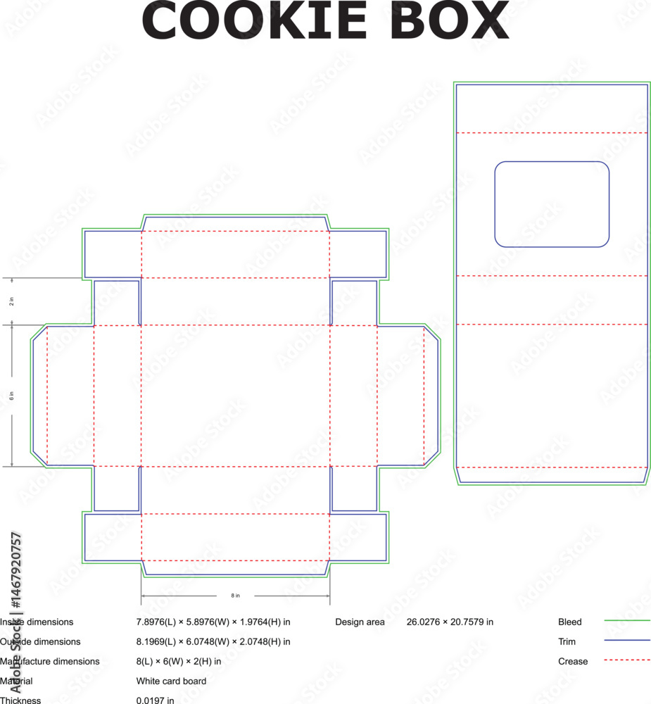 Creasing Line Box Detailed vector illustration of a cookie box template showing ...