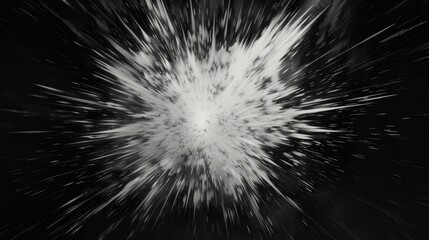 Fototapete - Captivating image of white spheres exploding against a black background, enhanced with neon light effects, creating a dynamic and modern visual experience.