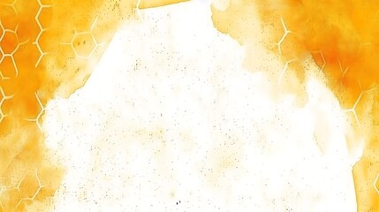 Poster - Watercolor Abstract Design with Honeycomb Structures and Yellow Color Palette