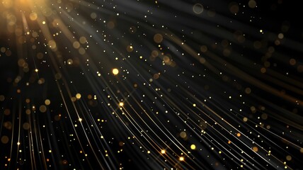 Poster - An abstract visualization featuring a black background filled with luminous lines and points of light. Ideal for artistic and design projects requiring a touch of elegance and vibrancy.