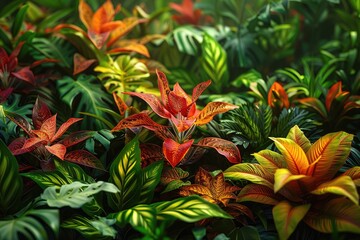 Poster - a vibrant and colorful composition of tropical plant foliage