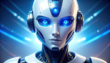 Poster - Firefly Futuristic Robot Portrait 563560 - A close-up portrait of a female android, symbolizing technology, artificial intelligence, future, innovation, and human-like robots