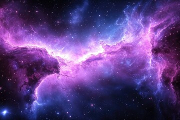 Poster - A vibrant nebula showcasing a cosmic scene with numerous stars and gas