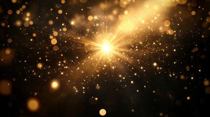 Poster - Shimmer effect. Star gleams on a translucent background. Light effects, lens flares, sunburst with rays or spotlight and bokeh. Glow flare light effect.