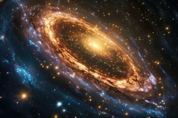 Poster - A vibrant spiral galaxy with shining stars in deep space