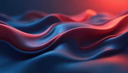 Leinwandbilder - Abstract dark blue red smooth refracted waves. Elegant modern design with dynamic gradient and soft texture. For tech presentations, banners. Wavy lines create futuristic shape.
