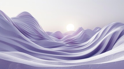 Fototapete - Abstract white and purple waves with black spheres. 3D digital art design with fluid motion and depth. Abstract image of 3D rendering of wave with geometric shape. Creative dynamic pattern. AIG51.