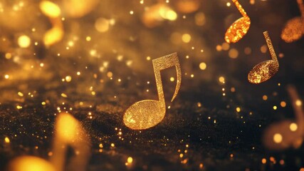 Poster - A single golden musical note surrounded by shiny music notes