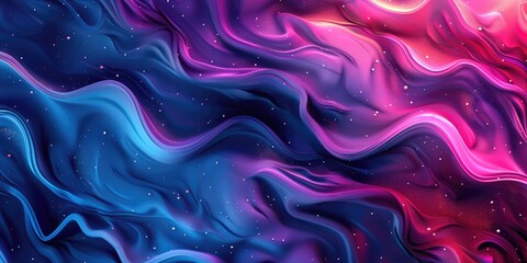 Fototapete - Futuristic digital waves with pink and purple glowing particles. Abstract technology. Background image of digital wave flowing and waving with glowing particle or Close up of energy wave. AIG51.