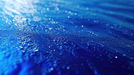 Poster - Blue wavy abstract pattern with light and shadow effects. 3D rendering for design with blue color in wave pattern. Flowing lines and smooth curves provide a visually appealing composition. AIG53.