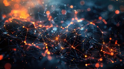 Fototapete - Abstract picture micro light sparkling particle represent data flow vivid flowing wave with high tech background, create digital effect scene perfect for energetic and fantasy wallpaper design. AIG53.