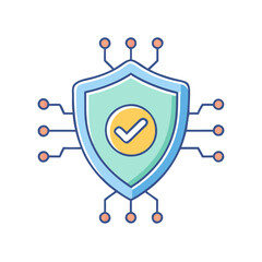 Fototapete - Security shield protection cybersecurity network data safety internet privacy system technology checkmark
