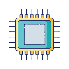 Aufkleber - Illustrative microchip design for computer hardware and electronic components technology industry