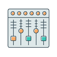 Poster - Audio mixer sound board console dj music studio recording equipment slider equalizer control panel